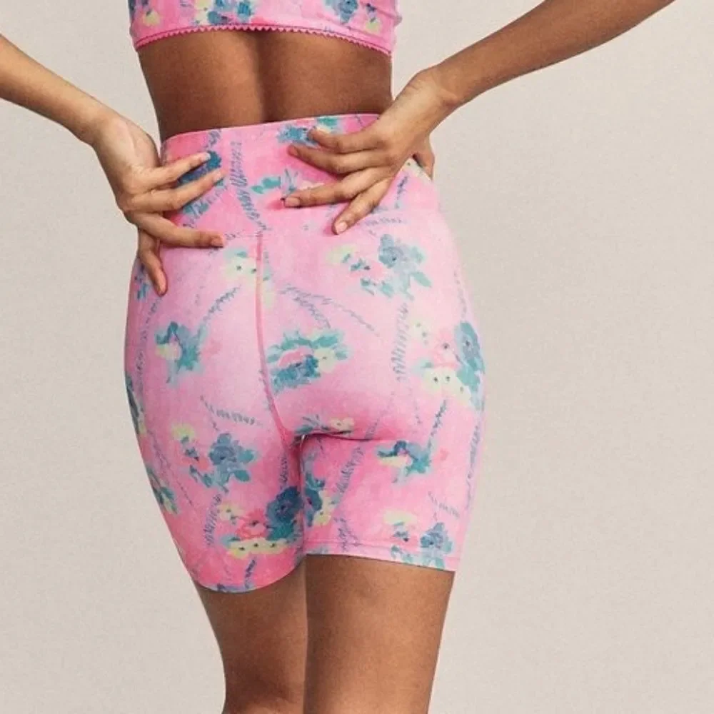 Love Shack Fancy Women's Pink X Beach Riot Hibiscus Bike Short Size XS
